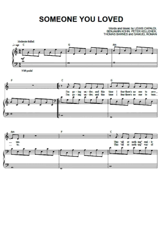 Lewis Capaldi Someone You Loved score for Piano