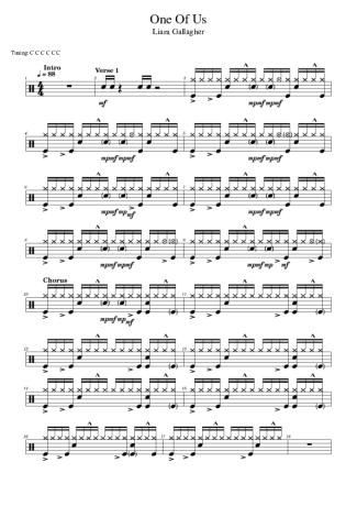 Liam Gallagher One Of Us score for Drums