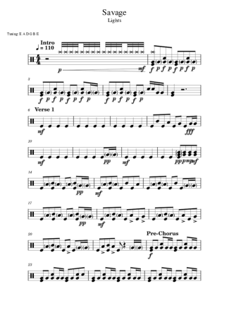 Lights Savage score for Drums