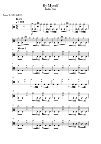Linkin Park By Myself score for Drums