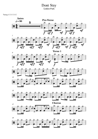 Linkin Park Don´t Stay score for Drums