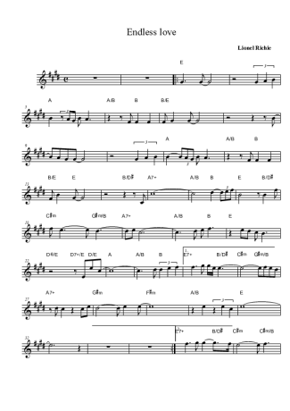 Lionel Richie Endless Love score for Clarinet (Bb)