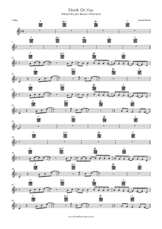 Lionel Richie Stuck On You score for Acoustic Guitar