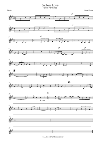 Lionel Richie feat Diana Ros Endless Love score for Flute