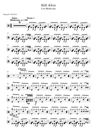Lisa Miskovsky Still Alive score for Drums