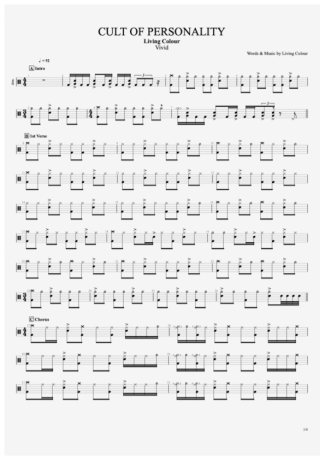 Living Colour Cult Of Personality score for Drums