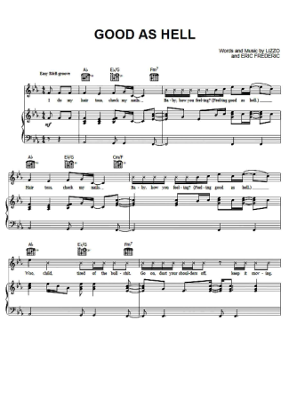 Lizzo Good As Hell score for Piano