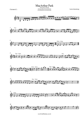 Louis Armstrong MacArthur Park score for Clarinet (C)