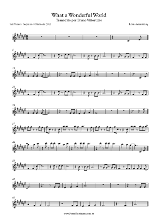 Louis Armstrong What A Wonderful World score for Clarinet (Bb)