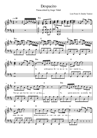 Luis Fonsi Despacito score for Piano