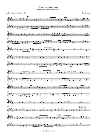 Luiz Gonzaga Xote Das Meninas score for Tenor Saxophone Soprano (Bb)