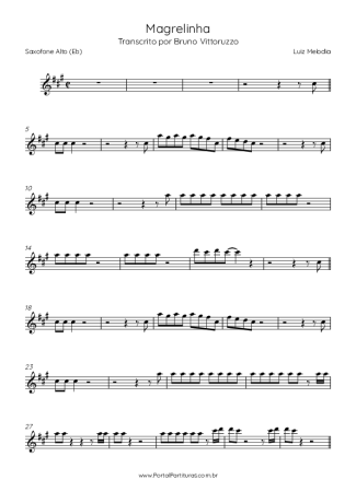 Luiz Melodia Magrelinha score for Alto Saxophone