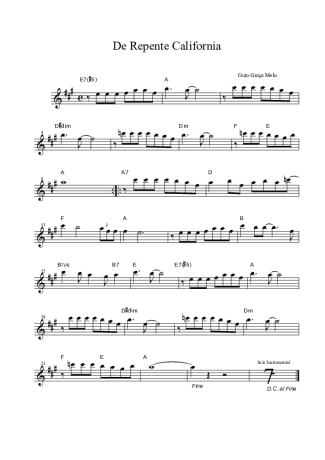 Lulu Santos De Repente Califórnia score for Alto Saxophone