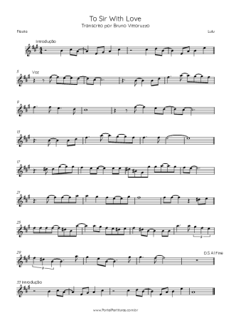 Lulu To Sir With Love score for Flute