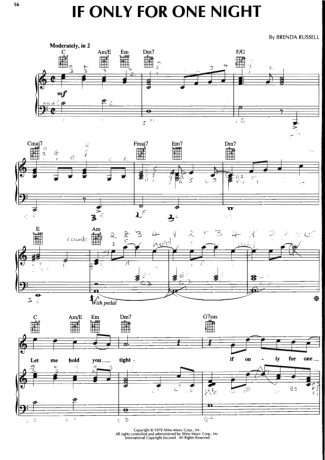 Luther Vandross If only for one night score for Piano