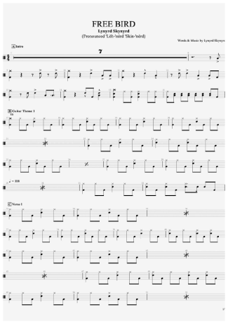 Lynyrd Skynyrd Free Bird score for Drums
