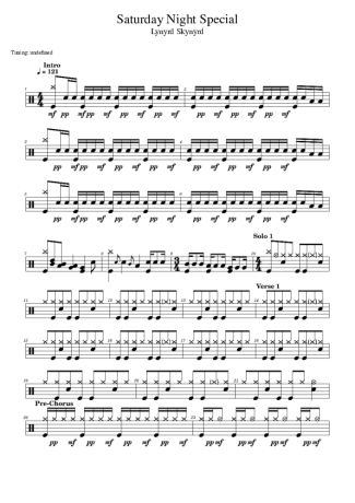 Lynyrd Skynyrd Saturday Night Special score for Drums