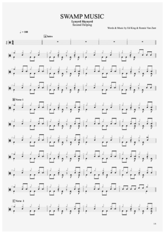 Lynyrd Skynyrd Swamp Music score for Drums