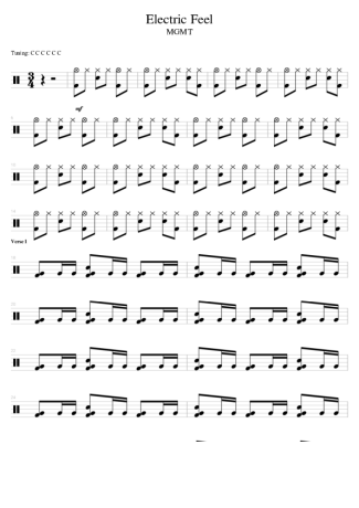 MGMT Electric Feel score for Drums