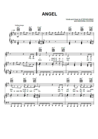 Madonna Angel score for Piano