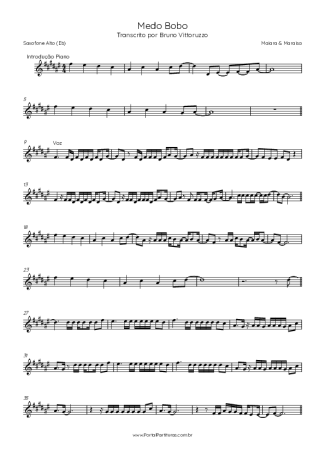 Maiara & Maraisa Medo Bobo score for Alto Saxophone
