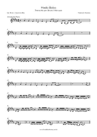 Maiara & Maraisa Medo Bobo score for Tenor Saxophone Soprano (Bb)