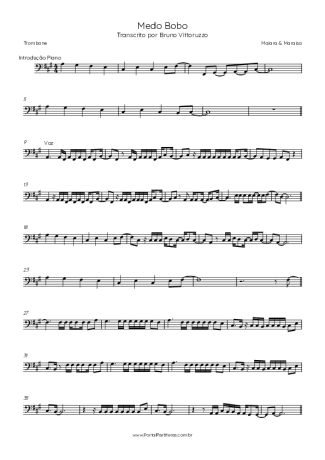 Maiara & Maraisa Medo Bobo score for Trombone