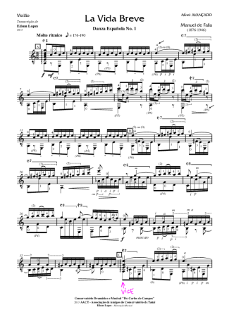 Manuel de Falla La Vida Breve score for Acoustic Guitar