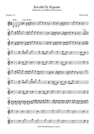Marcela Taís Escolhi Te Esperar score for Clarinet (C)