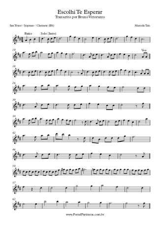 Marcela Taís Escolhi Te Esperar score for Tenor Saxophone Soprano (Bb)