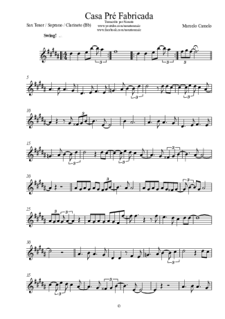 Marcelo Camelo Casa Pré Fabricada score for Tenor Saxophone Soprano (Bb)