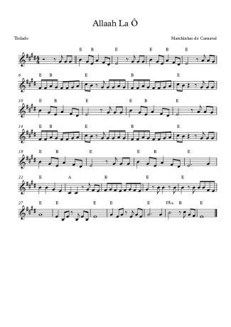 Marchinhas de Carnaval Allaah La Ô score for Keyboard