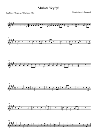 Marchinhas de Carnaval Mulata Yêyêyê score for Tenor Saxophone Soprano (Bb)