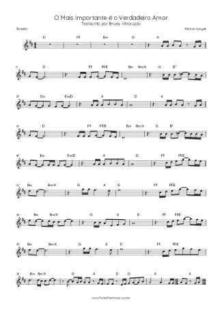 Márcio Greyck O Mais Importante é O Verdadeiro Amor score for Keyboard