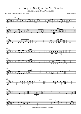 Marco Aurélio Senhor Eu Sei Que Tu Me Sondas score for Clarinet (Bb)