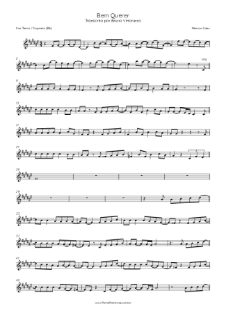 Marcos Góes Bem Querer score for Tenor Saxophone Soprano (Bb)