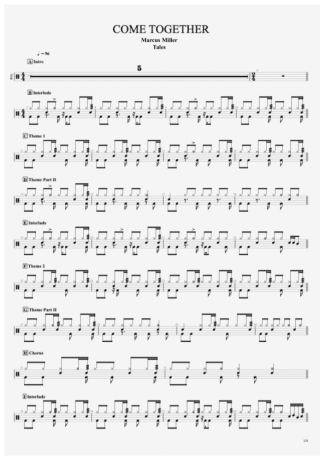 Marcus Miller Come Together score for Drums
