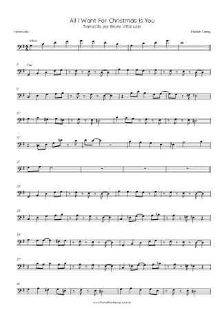 Mariah Carey All I Want For Christmas Is You score for Cello