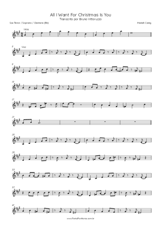 Mariah Carey All I Want For Christmas Is You score for Clarinet (Bb)