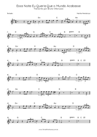 Marília Mendonça  score for Keyboard