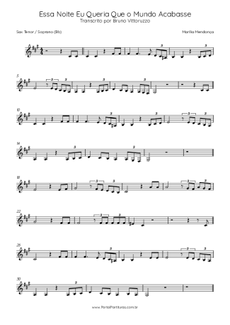Marília Mendonça  score for Tenor Saxophone Soprano (Bb)