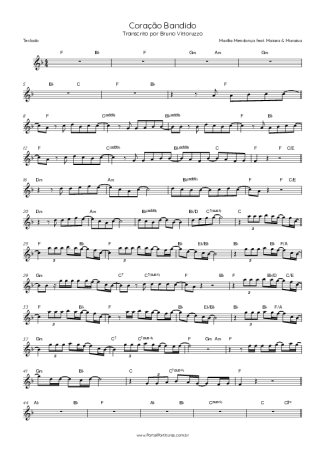Marília Mendonça feat. Maiara & Maraisa Coração Bandido score for Keyboard