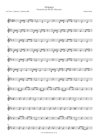 Marisa Monte Vilarejo score for Clarinet (Bb)