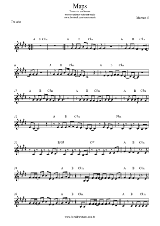 Maroon 5 Maps score for Keyboard