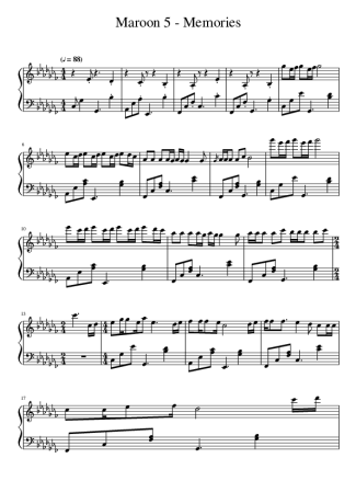 Maroon 5 Memories score for Piano