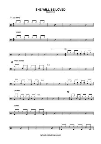 Maroon 5 She Will Be Loved score for Drums