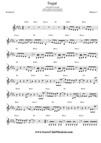 Maroon 5 Sugar score for Keyboard