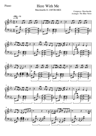 Marshmello Here With Me score for Piano