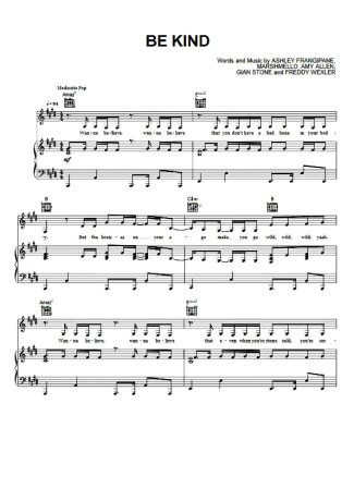 Marshmello and Halsey Be Kind score for Piano