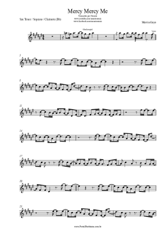Marvin Gaye Mercy Mercy Me score for Tenor Saxophone Soprano (Bb)